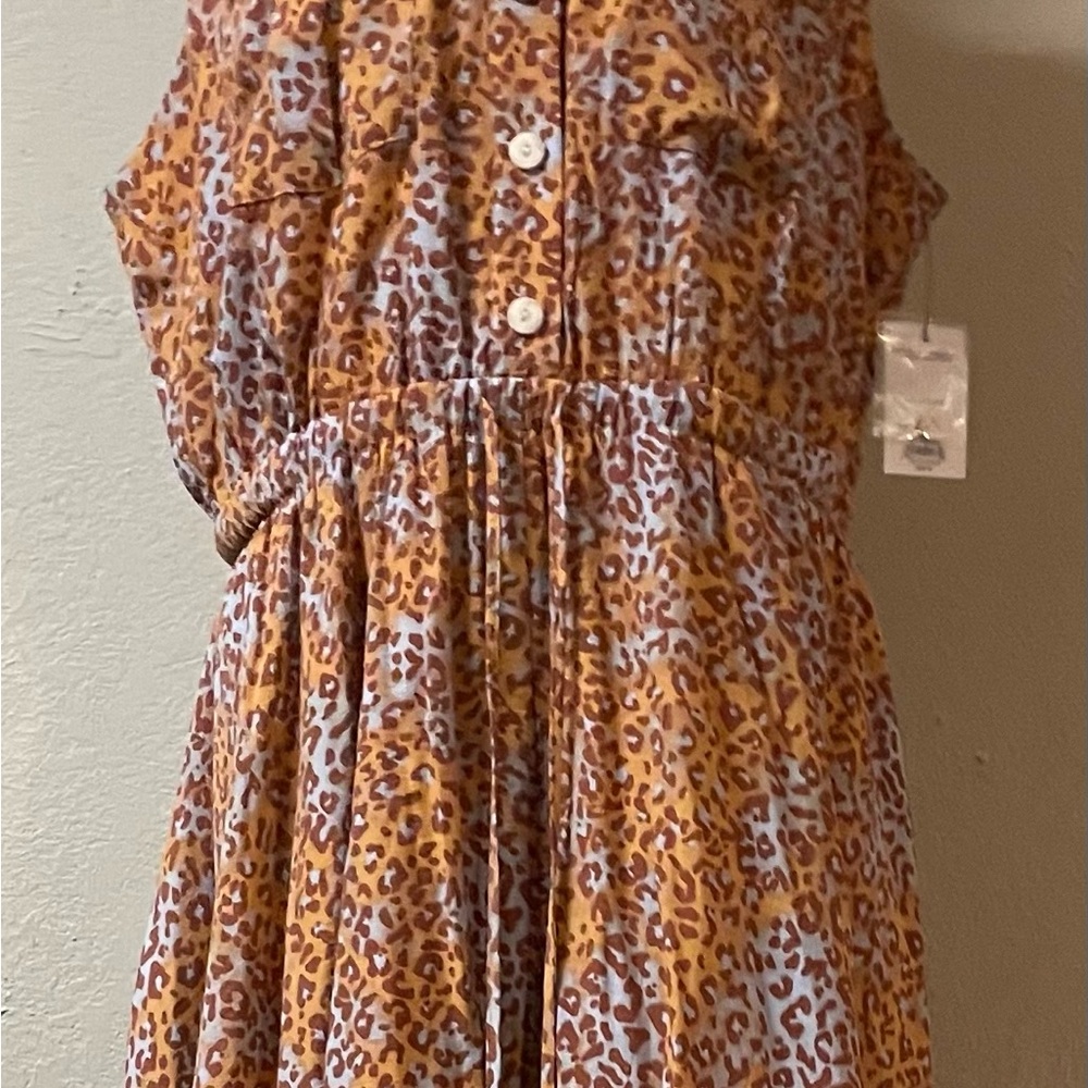 Nine West NWT sleeveless, button-down dress. Beautiful blue & rust fall colors. - Picture 5 of 6